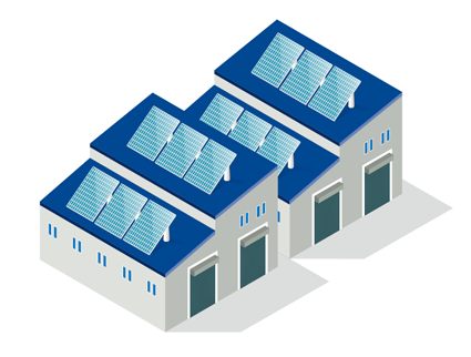 屋上に太陽光発電システムを設置しているイメージ